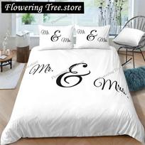 Mr and Mrs Duvet Cover Set Queen King Size Red Lips Couple Romantic Theme Comforter Cover for Lover Microfiber Bedding Set 70x133cm 2pcs gray