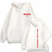 The Weeknd After Hours Til Dawn Tour  Print Zipper Hoodie Men Women Long Sleeves Loose Casual Zip Up Jacket Coat Fan Gifts XL white
