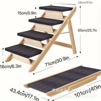 Solid Wood Foldable Dog Ramp - Non-slip Ladder for Senior and Large Dogs Dog Ramp
