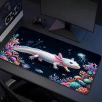 Axolotl vandenynas XL žaidimų pelės kilimėlis Neslystantis guminis pagrindas Siūtas kraštas Vandeniui atsparus stalo kilimėlis PC nešiojamam kompiuteriui Žaidėjui Biuro kompiuterio priedai C92728 40cmx90cm
