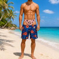 Men's Quick Dry Board Shorts Funny Fake Thong Swim Trunks Gag Beach Shorts Comfortable Lightweight Summer Swimwear 6XL brown