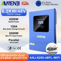 ANENJI 6.2KW 48V Hybrid Solar Inverter Parallel Photovoltaic On Grid MPPT Inverter Pure Sine 220V 120A Solar Charger PV 500V