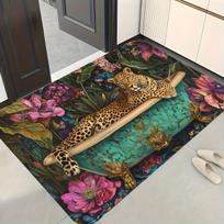 VIKAMA American Leopard Print Doormat Soft, Warm and Noise-Reducing Entrance Hallway Doormat Bathroom Rug Home Decor 40X60CM