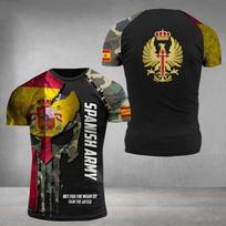 Ispanijos Vėliava Karinė Uniforma Veteranas Camouflage 3D Sportinis Greitai Džiūstantis Kvėpuojantis Vyriškas Marškinėliai Lauko Medžioklė Fitnesas Trumpomis Rankovėmis 6XL brown