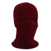 Balaclava Skullies Bonnet Hat 2 Holes Full Face Cover Women Winter Cap Knitted Hats Men Beanies Hat black