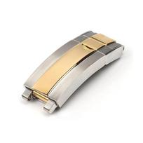 9 mm nerūdijančio plieno sulankstoma sagtis, slystanti užraktas, tinkamas Rolex, povandeniniam laivui, Oysterflex, Daytona, GMT laikrodžio dirželiui D Middle Gold  9mm no logo beige