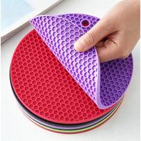 Round Resistant Rubber Mat Drink Cup Coasters Insulation Non Slip Pot Holder Thicken Table Placemat Kitchen Accessories 2pcs-L violetinė