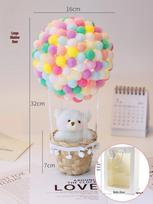 DIY Pompon Hot Air Balloon Night Light Craft Kit - Parent-Child Activity with Colorful Plush Balls Up to 36v