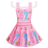 82954 Girls 67 Steal a Brainrot Print Mesh Princess Dress 120cm pink
