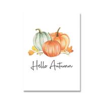 Canvas Painting Hello Fall Autumn Quote Wall Art Picture Children Cartoon Print Seasonal Pumpkin Poster Kids Home Room Decor 40X50cm No Frame