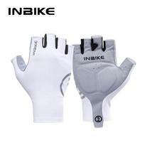 Inbike Cycling Gloves Spring and Summer Half Finger Shock Absorption Non Slip Outdoor Sports Road Bicycle Short Finger Men and Women 2XL balta