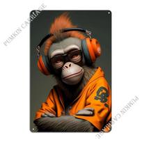 Hiphop Monkey Metal Plaque Poster Bar Living Room Home Cinema Tin Sign Poster 20x30cm（7.8x11.8inch） black