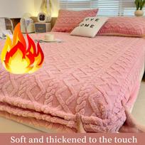 2025 New Warm Bed Sheet Autumn and Winter Thick Fitted Sheet Soft Furry Mattress Cover Mattress Protective Cover 90*200cm Single Bed Sheet brown