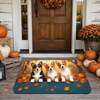 1pc Corgi Welcome Doormat Suitable for Entryway, Thickened Non-Slip with Corgi, Machine Washable Dirt-Trapping Mat Suitable for /Outdoor Use, Warm Aut 40X60CM black