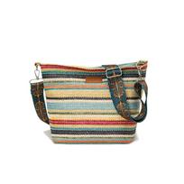 Colorful Woven Shoulder Bag With Inner Zipper Pocket For Daily Use And Vacation įvairiaspalvis