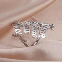 Custom Double First Name Finger Ring For Women Men Personalized Couple Family Gift Gold Color Stainless Steel Metal Jewelry resizable&Gold Color