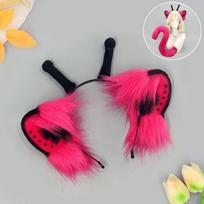 Žalias ateivių katės ausų lankelis su uodegos rinkiniu Cosplay Anime Konvencijos Kostiumo Aksesuaras Pliušinis gyvūnas Teminis Alien Cat Ear Headband - Burgundy red
