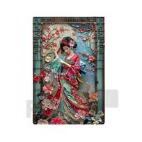 Japanese Geisha Kimono Metal SignD Elegant Japan Cherry Blossoms Art PosterHomeRoomOfficeIzakayacafeStudio Wall Decor 20x30cm（7.8x11.8inch）