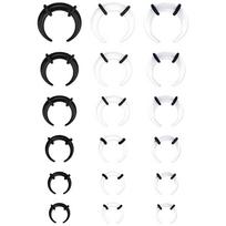 2pcs Acrylic C Sahpe Buffalo Horn Ear Pincher Septum Rings Piercing Black Ear Taper Stretcher Expander Body Jewelry 1.6mm-16mm 1.6mm black