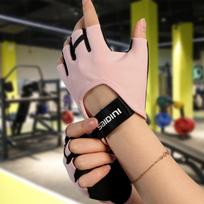 Moteriškos sportinės pirštinės Fitness Lauko Sportas Neslystančios ir Amortizacinės Puspirštinės pirštinės Patvarios ir kvėpuojančios M rožinė