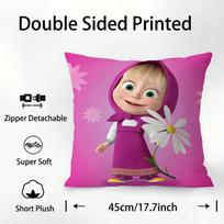 Cartoon Cute M-MashaS And The Bear Pillow Case Square Double‑Sided Print Cushion Case For Sofa Home Bedchamber Decor Gift 20x20Inch