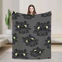 Animacinis mielas T-Toothless pledas Kokybiškas šiltas metamas pledas Žiemos mergaičių berniukų miegamojo raštas Lovatiesė 30x40in black