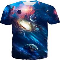 Space Astronaut Planet Print Polo Shirt, Cool Casual Essential 4XL blue