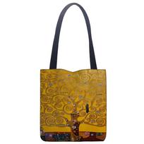 Tote Bag Gustav Klimt Abstract Large Capacity Casual Shoulder Bag Reusable Bag Bag able Character Print Handbag 40x40cm brown