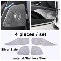 Stainless Steel Car Door Audio Stereo Speaker Loudspeaker Decoration Frame Accessories Cover Trim For Hyundai Elantra Silver Style gray
