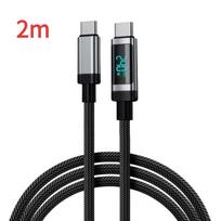240W PD3.1 48V5A Fast Charging Cable USB C To Type C Cable Digital Display 1M/2M Data Wire For Mobeil Phone Macbook IPad Laptop 2M black