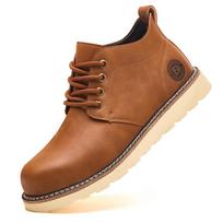 Vyriški saugos batai su plieniniu nosies apsauga - Atsparūs smūgiams, pradūrimams, dėvėjimuisi, neslystantys lauko darbo batai Yellow; Size 43 brown