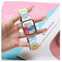 Saldainių spalvų laikrodžio apyrankė Apple Watch 49mm 44mm 40mm 45/41mm 42mm 38mm 44mm 46mm Vaivorykštės dervos apyrankė iWatch 10/9/8/7/6/5 serijoms Ultra dirželis 44mm beige
