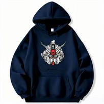 Gundam Men's Hooded Sweatshirt RX78 Anime Sweatshirt High Quality Autumn Winter Warm Pullover Sports Top S black