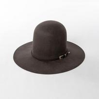 European and American fashion retro elegant high tube top strap big eaves wool felt top hat outdoor catwalk concave performance hat M（58cm） gray
