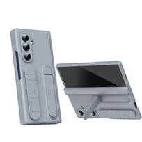 Telefono dėklas Samsung Galaxy Z Fold 7, prabangus nematomas laikiklis, apsauga vyriui, PC dangtelis + grūdinto stiklo plėvelė pilka spalva