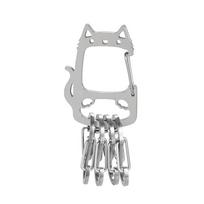 Outdoor Lucky Cat Stainless Steel Keychain Portable And Lightweight Design For Camping Hiking And Everyday Use gray