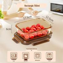 Microwave-Safe Glass Bento Lunch Box with Sealing Lid for Office Workers beige