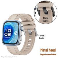 Huawei Fit 5 Pro/Fit 4/3 Silicone Sport Watch Replacement Strap Silver Buckle gray