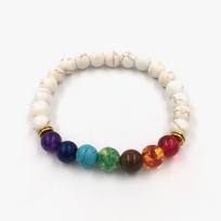 New Fashion Agate & Black Volcanic Rock Cross Prayer Beads Bracelet white