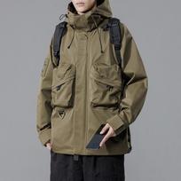 Multi-pocket Autumn Hooded Outdoor New Jacket Men's Casual Korean Style Jacket Handsome Jacket Couple Style 3XL gray