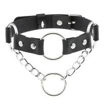 DIEZI Different Style Hip Hop Leather Choker Necklace Women Men Harajuku Gothic Punk Sexy Circle Tassel Chain Necklace Jewelry black