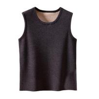 Men Thermal Tank Top Warm Fleece Lined Undershirt Sleeveless Crew Neck Base Layer Shirt XL black