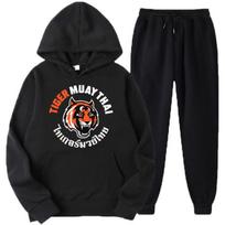 Tiger Muay Thai Fighting Club Spausdinti vyriškų sportinių kostiumų rinkinys Kasdienis džemperis + kelnės 2 vnt. Komplektai Didelis megztinis Madingi vyriški drabužiai M black