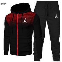 Men's Winter Polka Dot Fleece-Lined Hoodie Set XXX-Large black