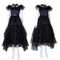Trečiadienio Adams Juoda Tiulio Cosplay Teismo Suknelė 150 cm black