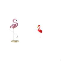 Flamingo Resin Bird Sculpture Modern Art Figurine with Metal Stand for Yard Pond Flowerbed Statue