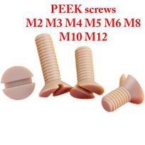 M2 M3 M4 M5 M6 M8 M10 M12 x4-50mm PEEK Nylon Slotted Countersunk Flat Head Screw Bolts Electricity Insulation High temperature M5x16mm1 PC