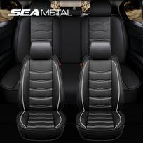 SEAMETAL automobilio sėdynės užvalkalų rinkinys, kvėpuojantis PU odinis automobilio sėdynės pagalvėlės pilnas apdangalas automobilio vidaus apsaugai 1pc blue front gray