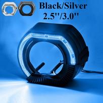 2pcs 2.5 Inch 3 Inch Angel Eyes Led Easy Install Koito Q5 Bixenon Hid Projector Lens Shroud Mask Cover Headlight Car Styling 3.0 inch black shrouds šviesiai mėlyna spalva