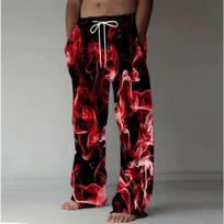 Men's 3D Flame Printed Baggy Casual Trousers,  Elastic Drawstring Waist with Pockets, for Spring Summer Home Outdoor Vacation 5XL black